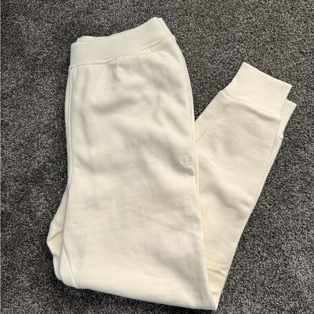 Champion Women’s Off-White Sweatpants with Ribbed Cuffs